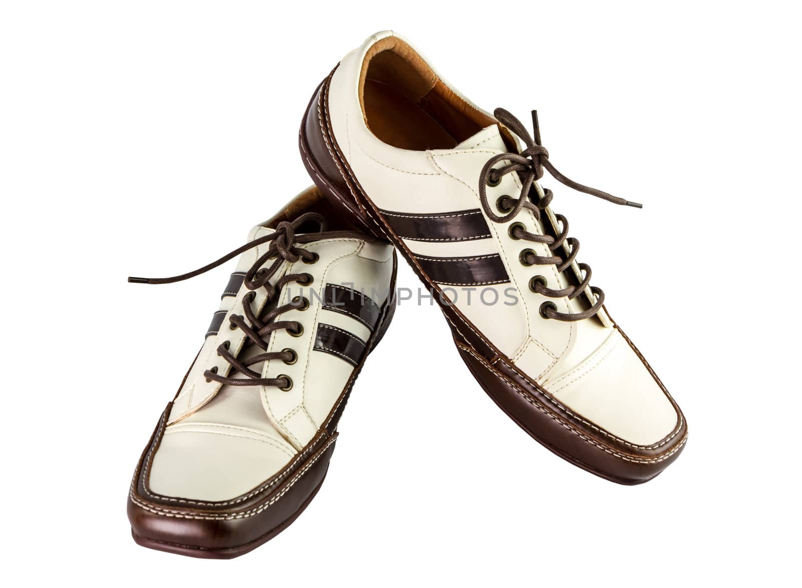 Brown and white modern leather shoe by bunwit