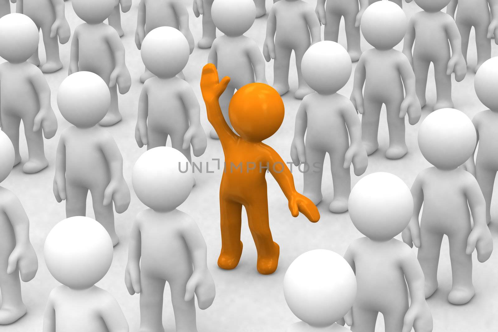 3d human who is different from the crowd