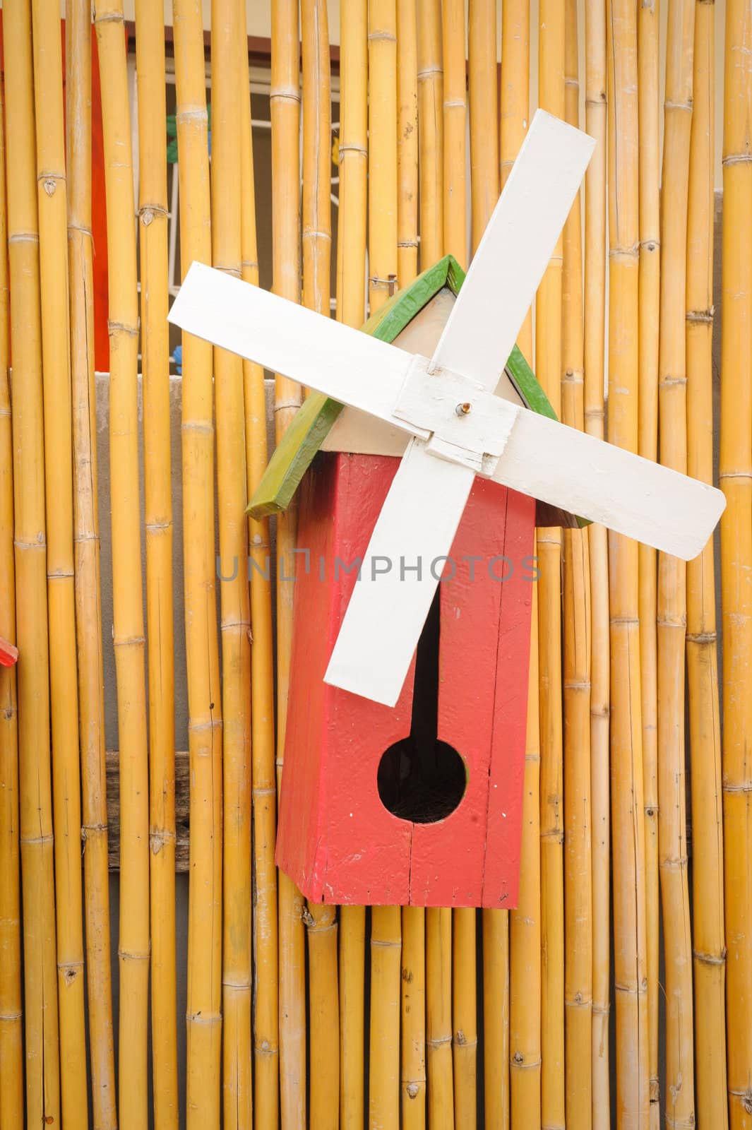 Vintage wood little of birdhouse rural area.