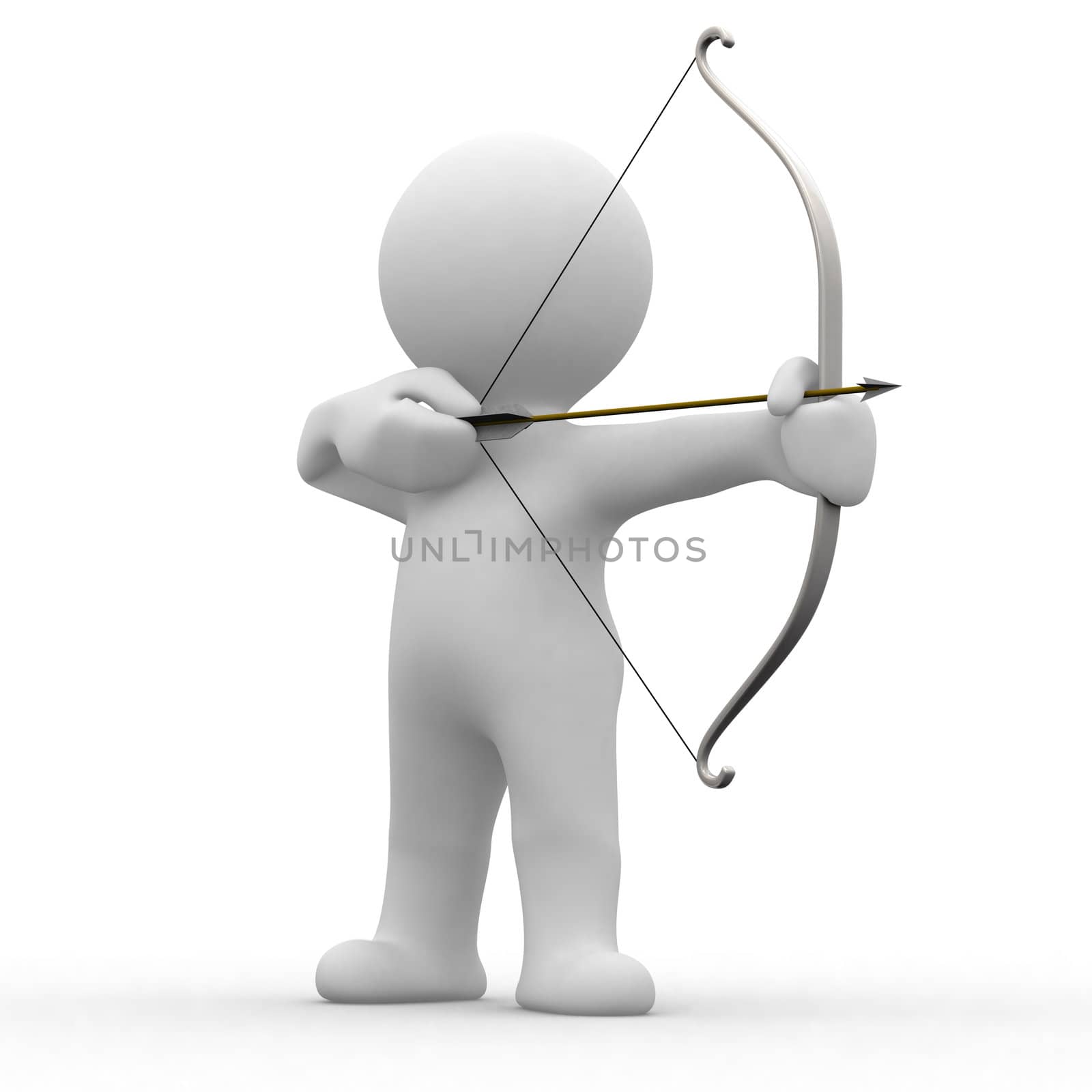 3d human prepare for shooting an arrow
