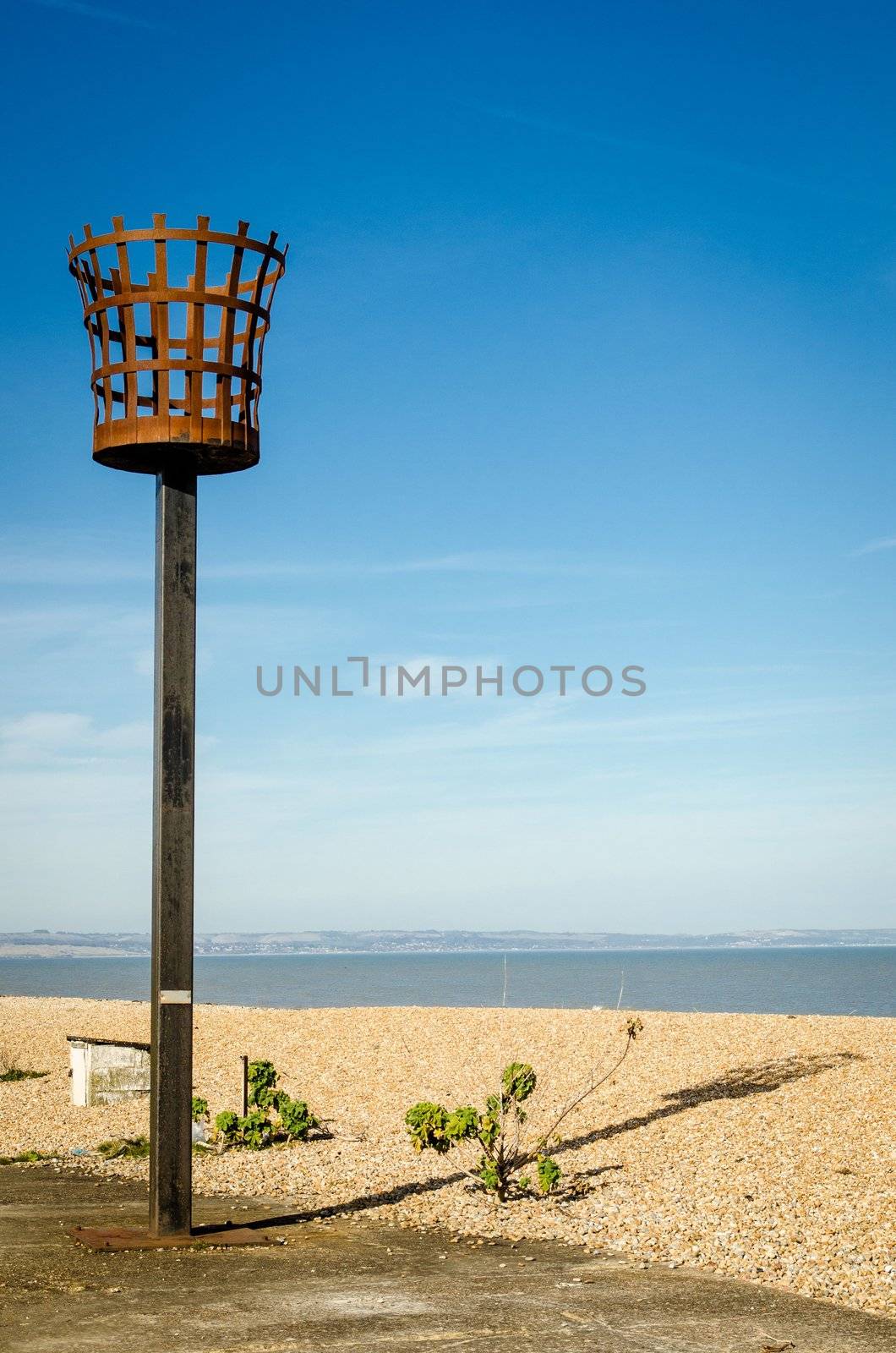 Fire basket beacon , Kent coast UK