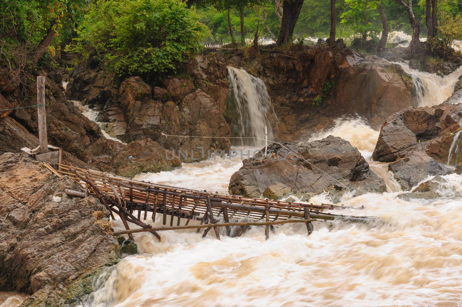 Lee thia is fishing equipment in Con Pa Peng waterfall, Laos. by ngungfoto