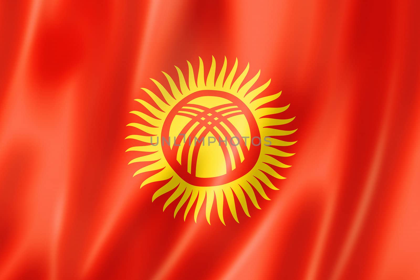 Kyrgyzstan flag, three dimensional render, satin texture