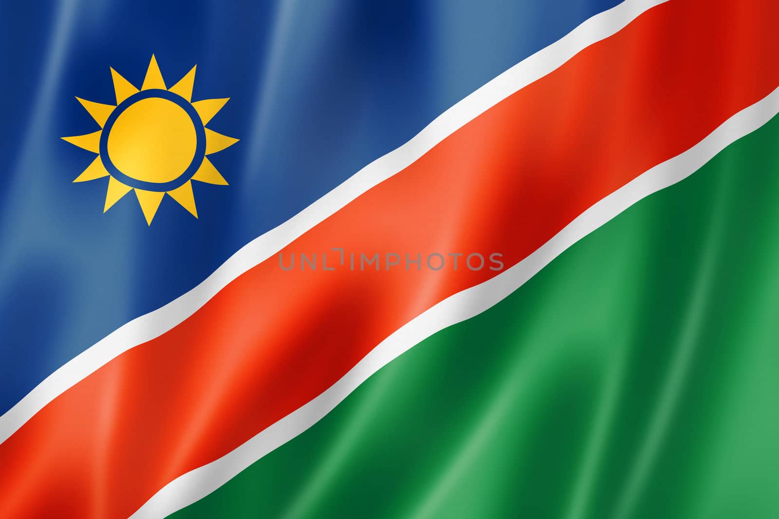 Namibia flag, three dimensional render, satin texture