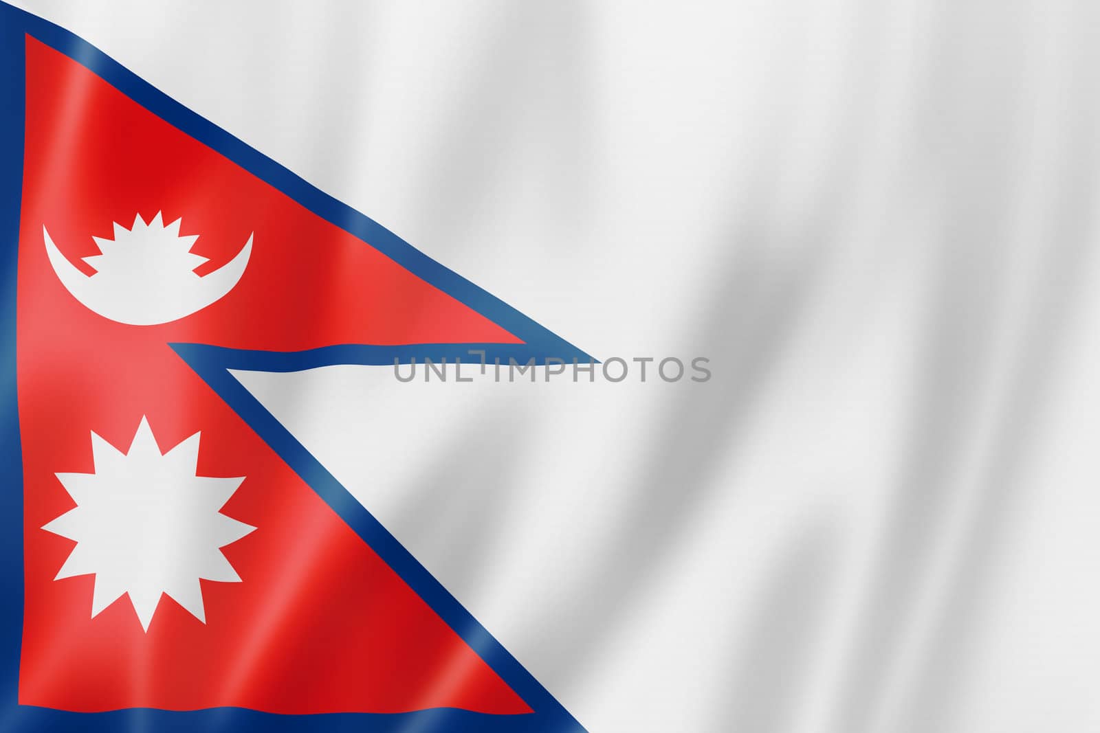 Nepal flag, three dimensional render, satin texture