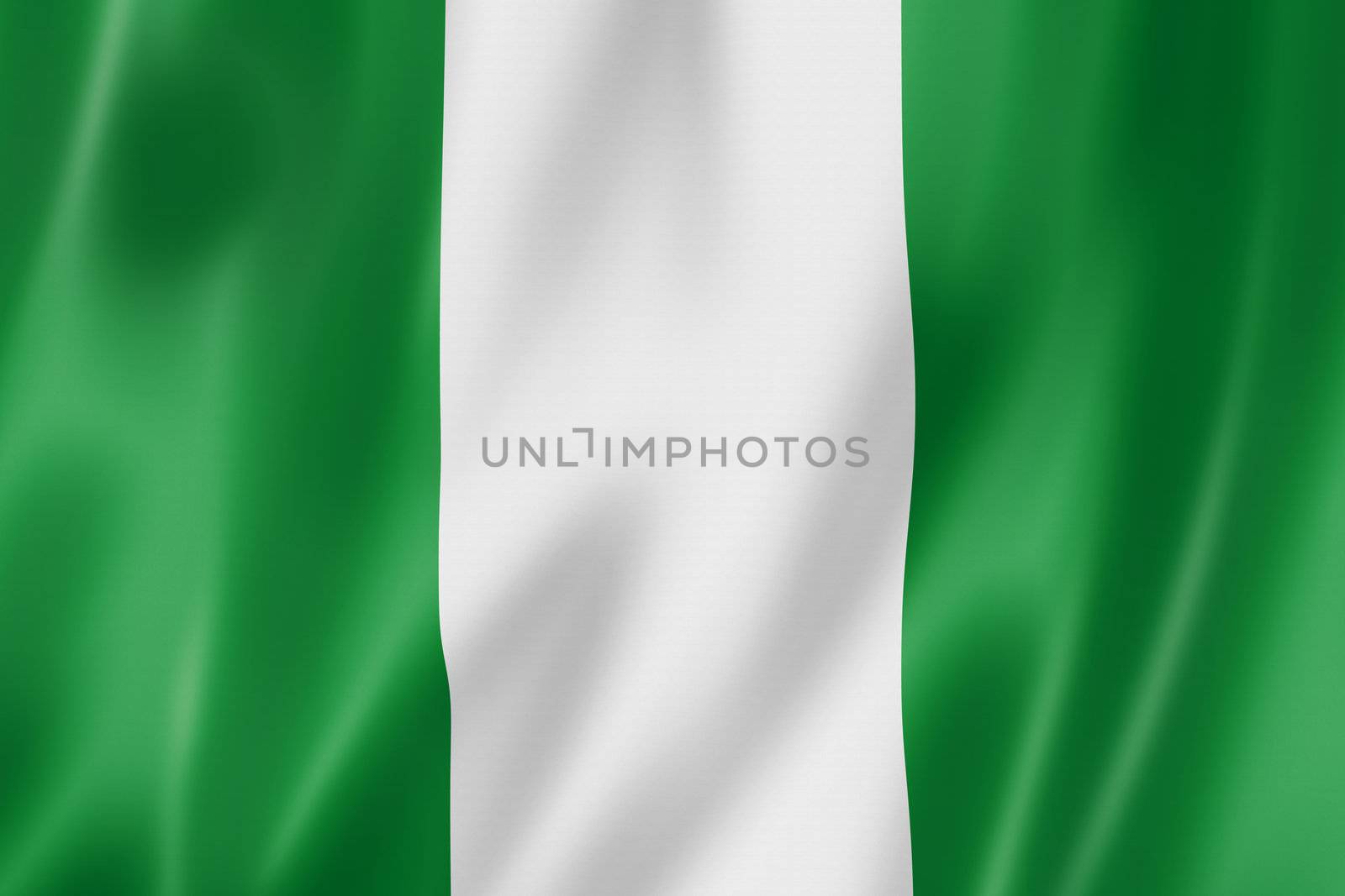 Nigeria flag, three dimensional render, satin texture