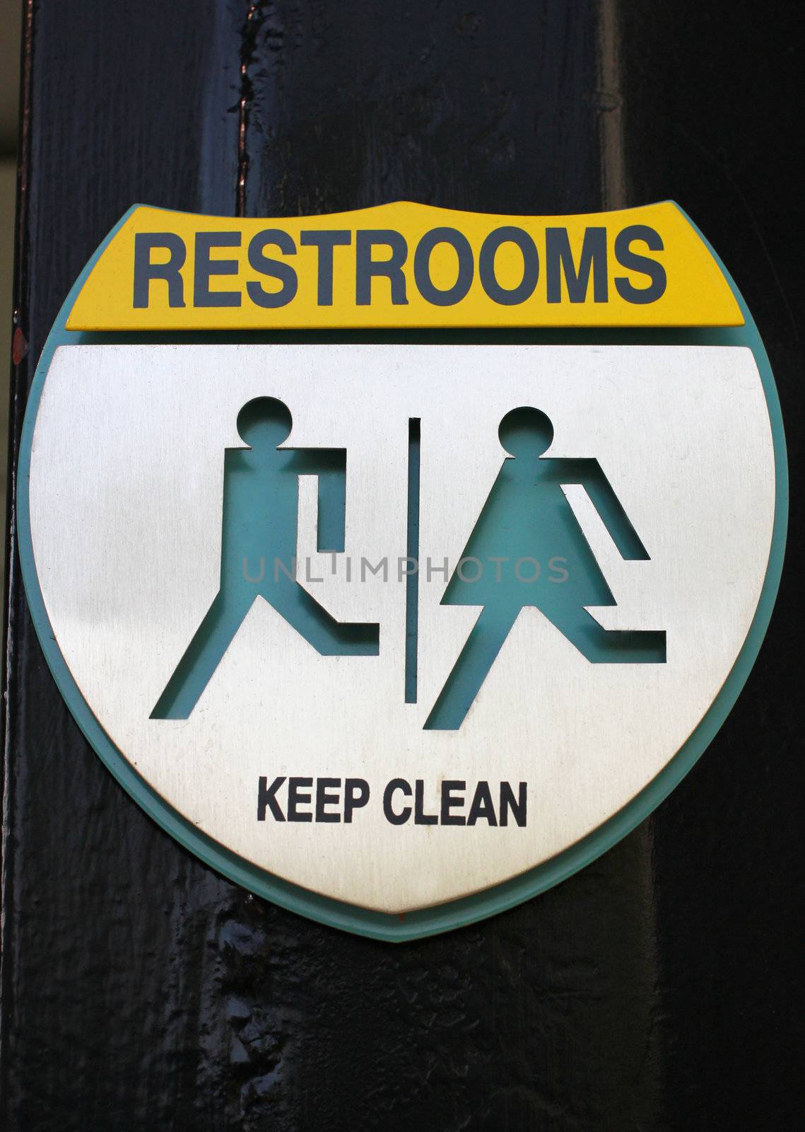 Sign of public restroom silver metallic plate by nuchylee
