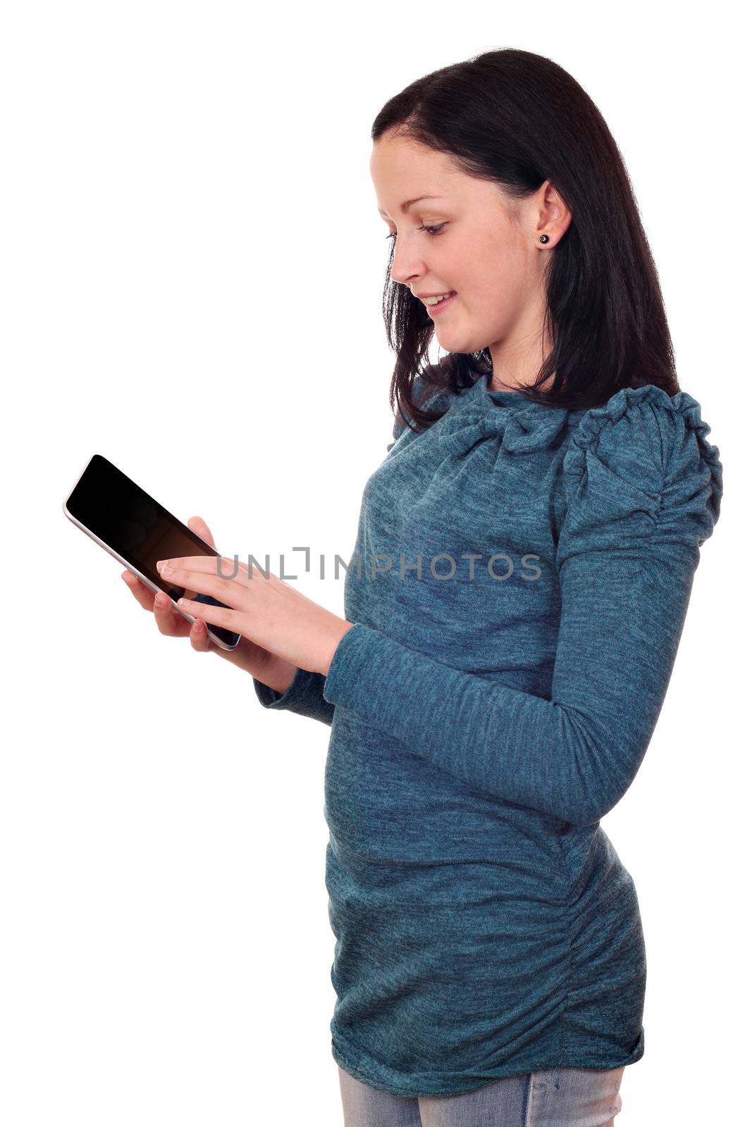 beautiful girl with tablet pc