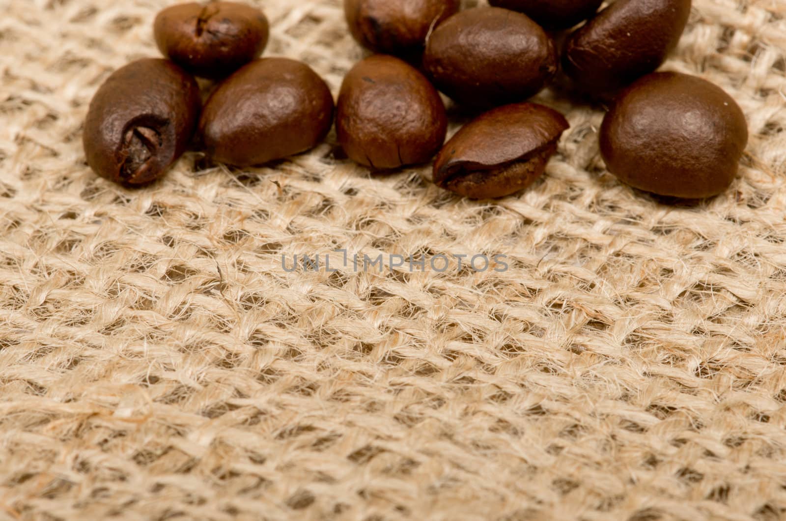 Coffee beans on sack(burlap)