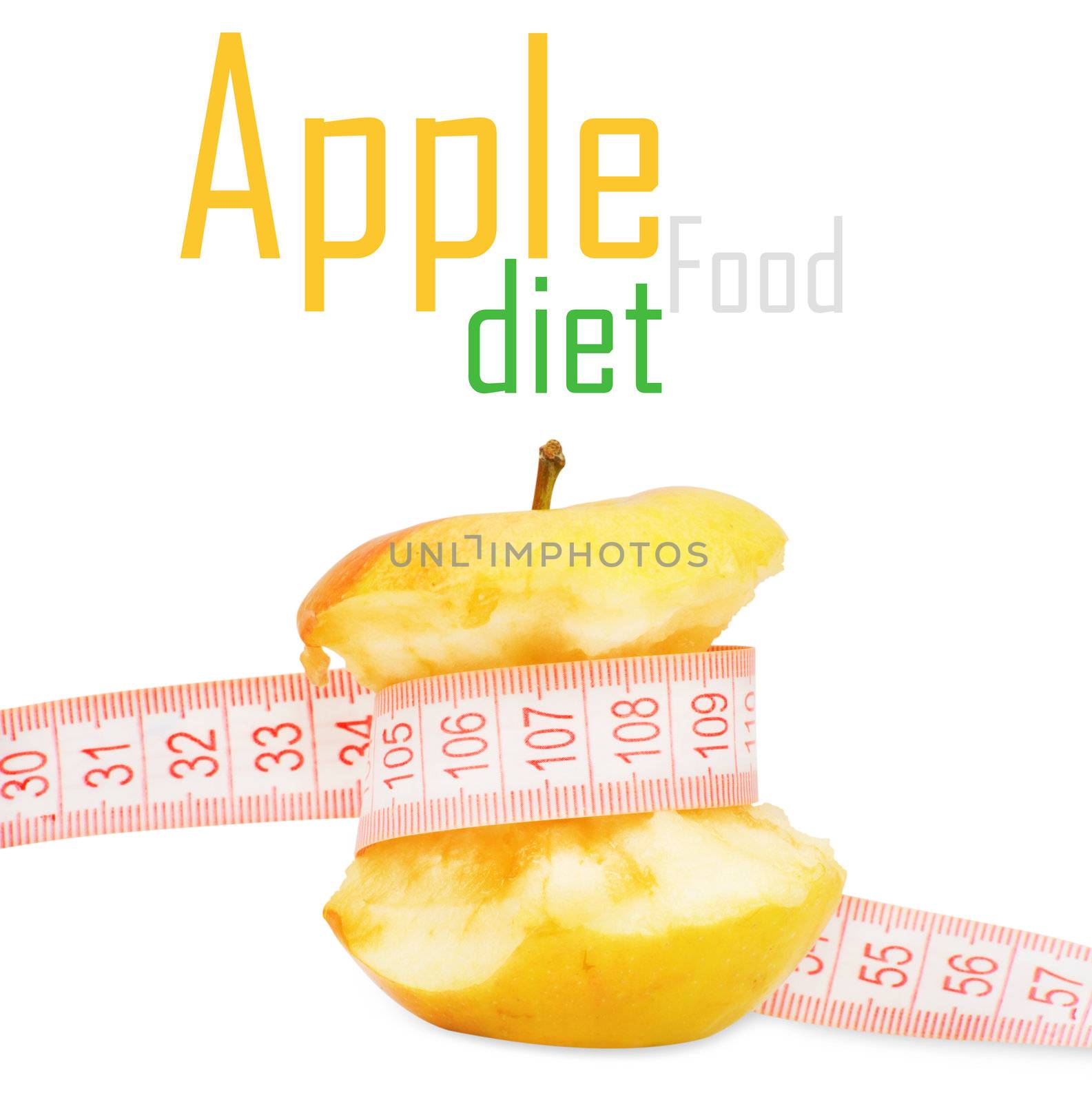 Apple with measurement isolated on white