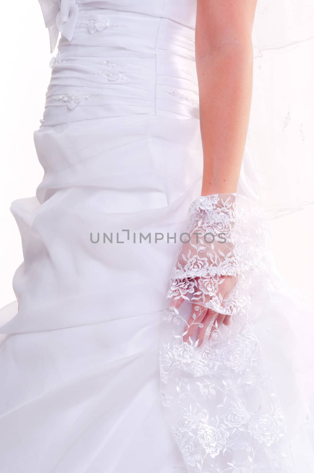 Part of a girl in beautiful wedding dress