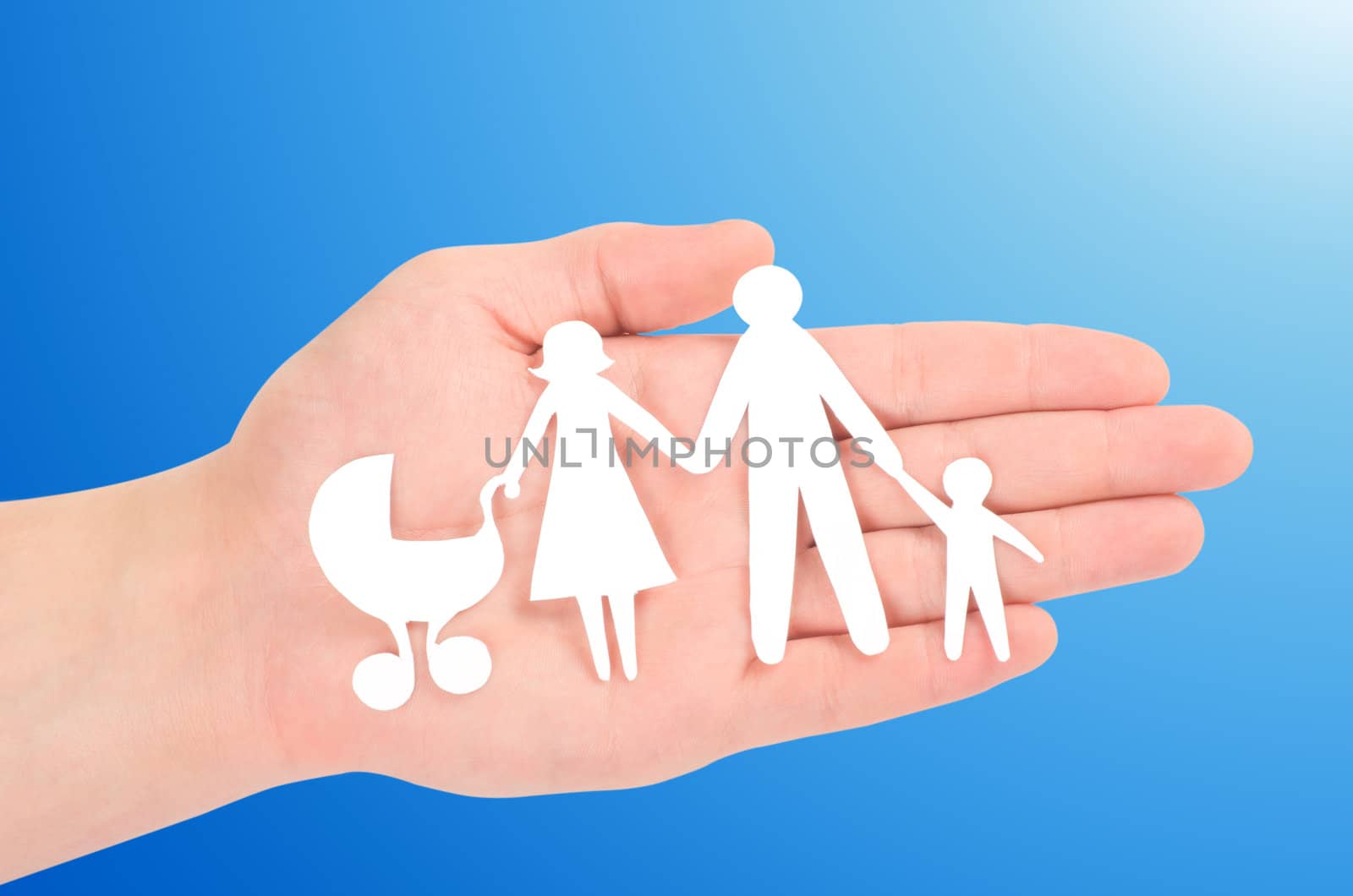 Paper family in hands