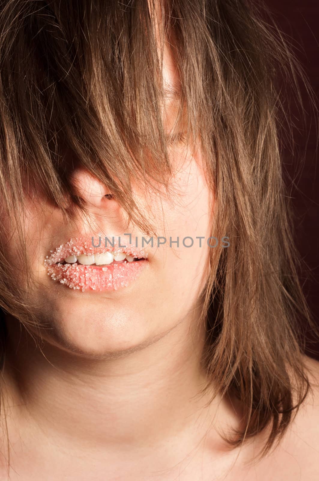 Girl with sugar on her lips