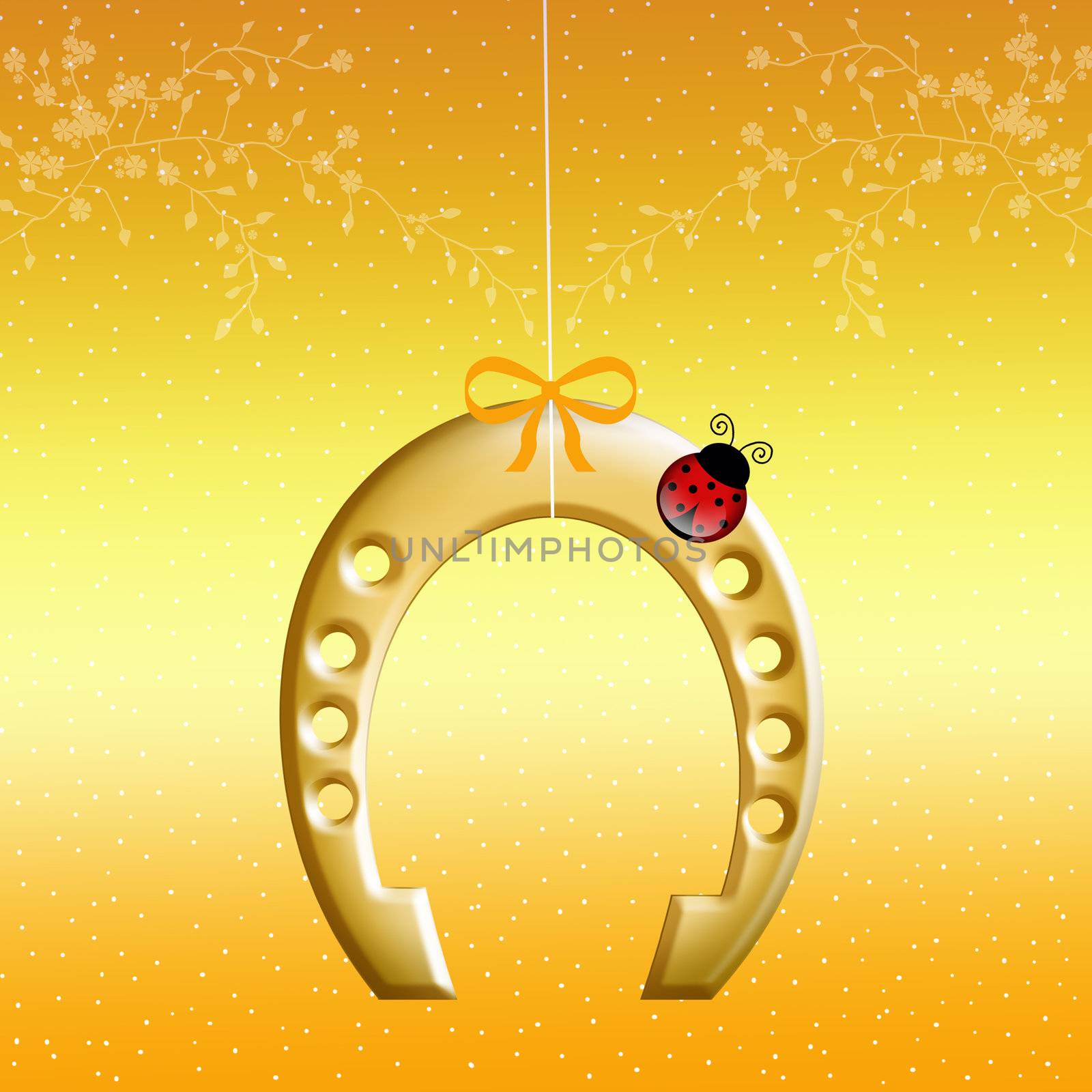 illustration of horseshoe with ladybug for luckiness