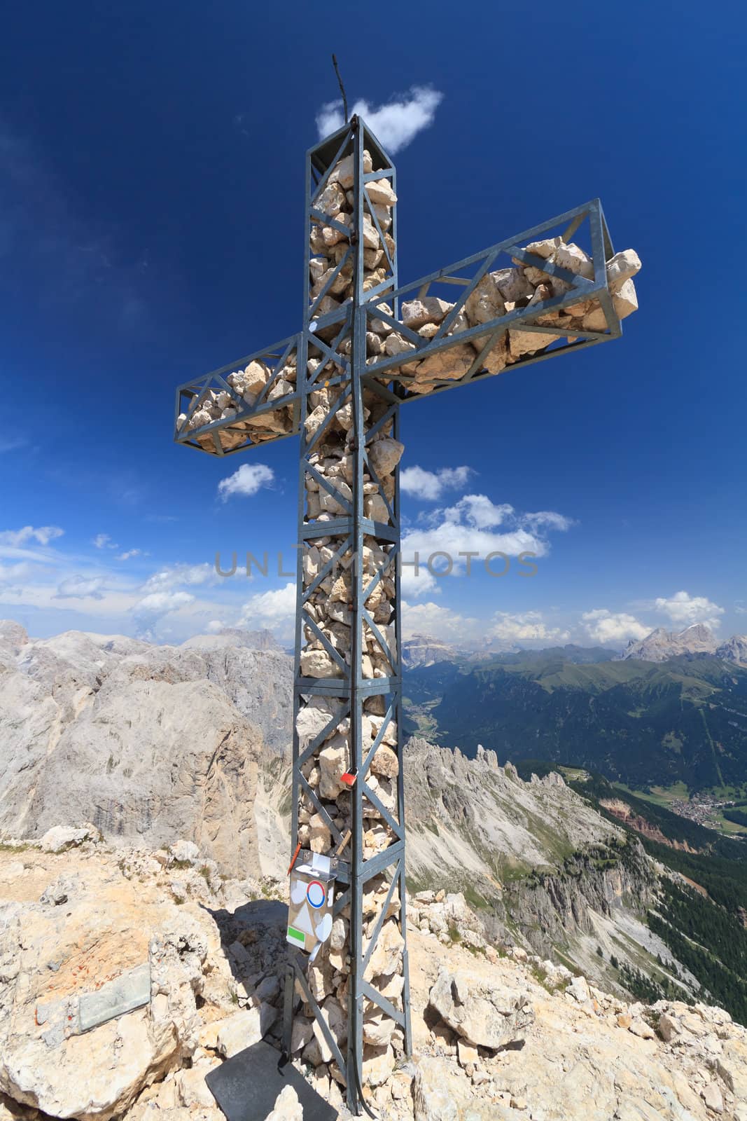 cross on Roda di Vael mount, Trentino, Italy