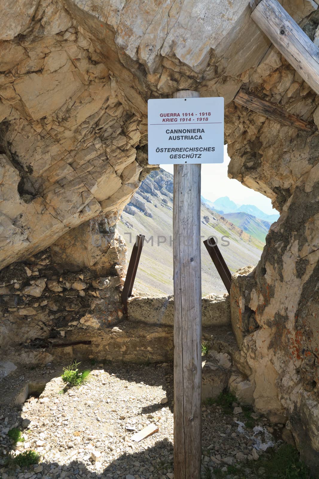 First world war location on cavern in Alpine ridge