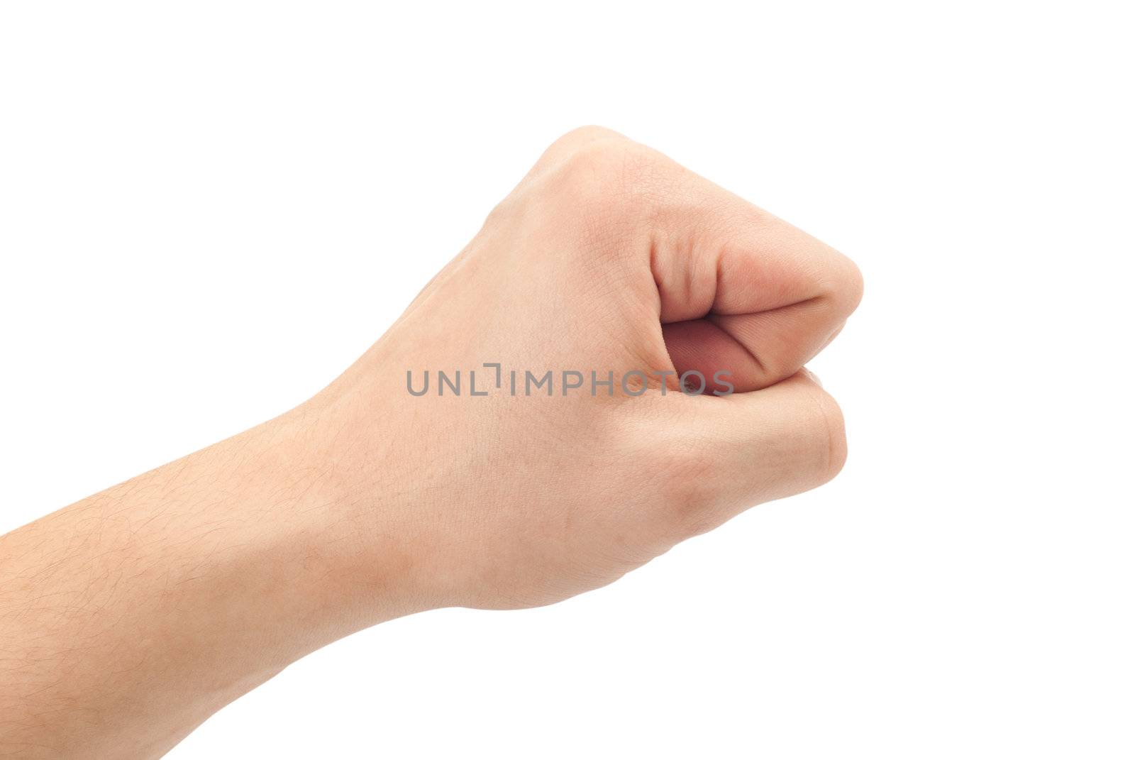 Fist. Gesture of the hand on white background