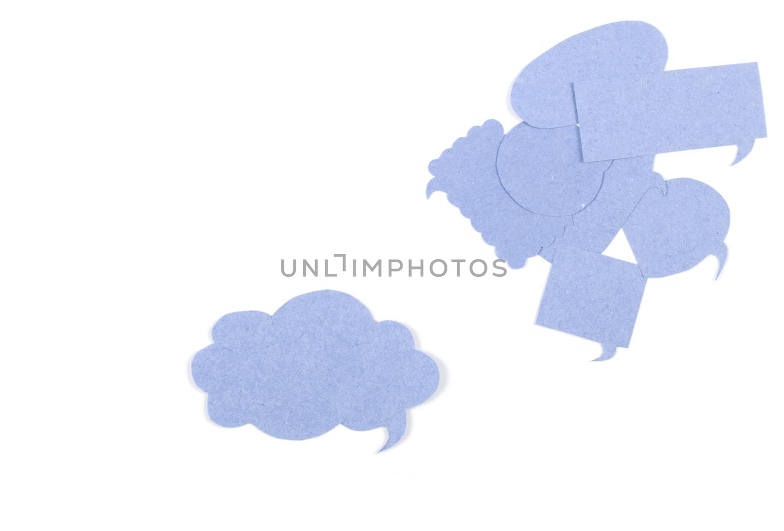 the thought of old paper isolated on white
