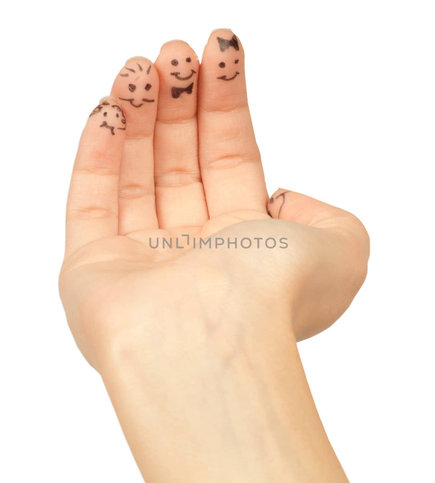 Fingers Family with a space for your text, isolated on white background