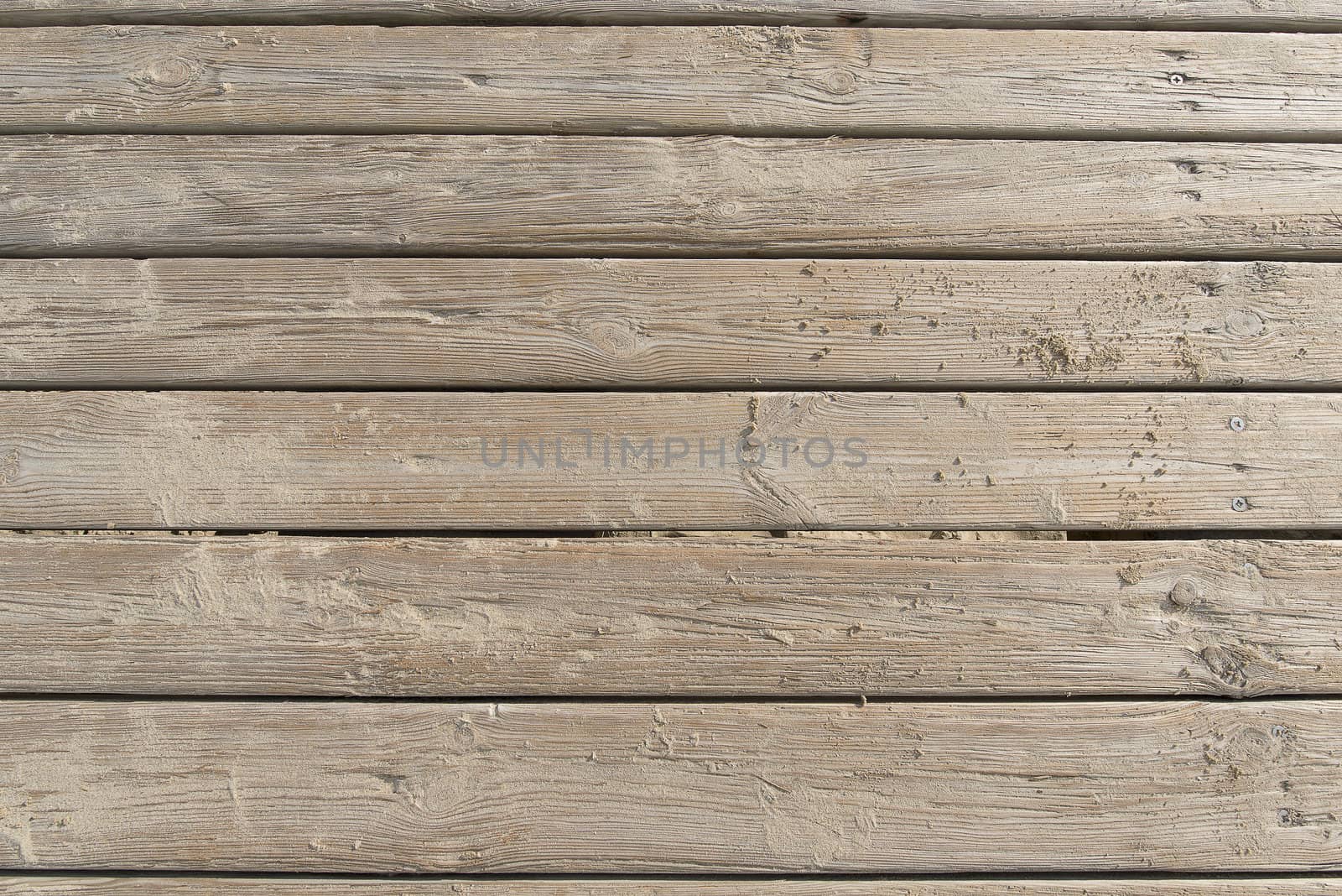 Aged beach brown wooden floor over summer sand