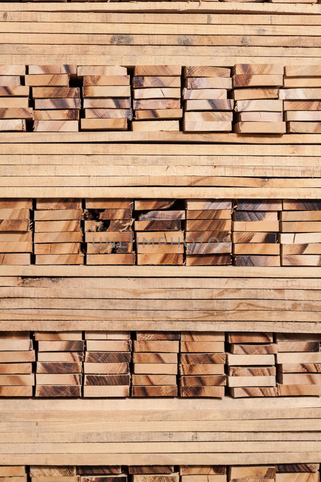 Pile of beech planks, vertical shot by Lamarinx