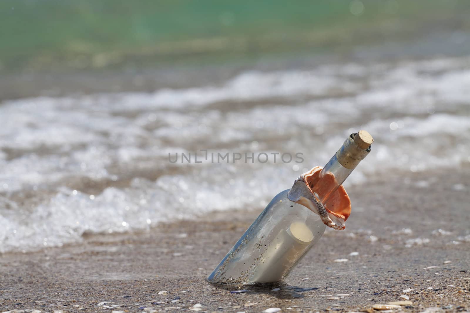 Message in a bottle at the beach by Lamarinx
