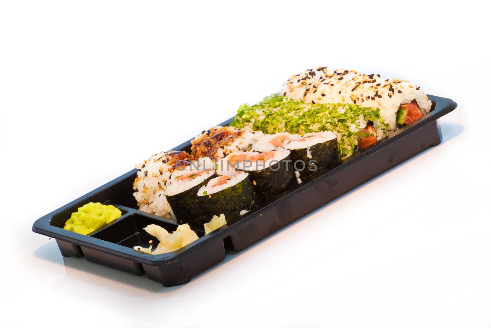 Sushi set in a take away box by Lamarinx