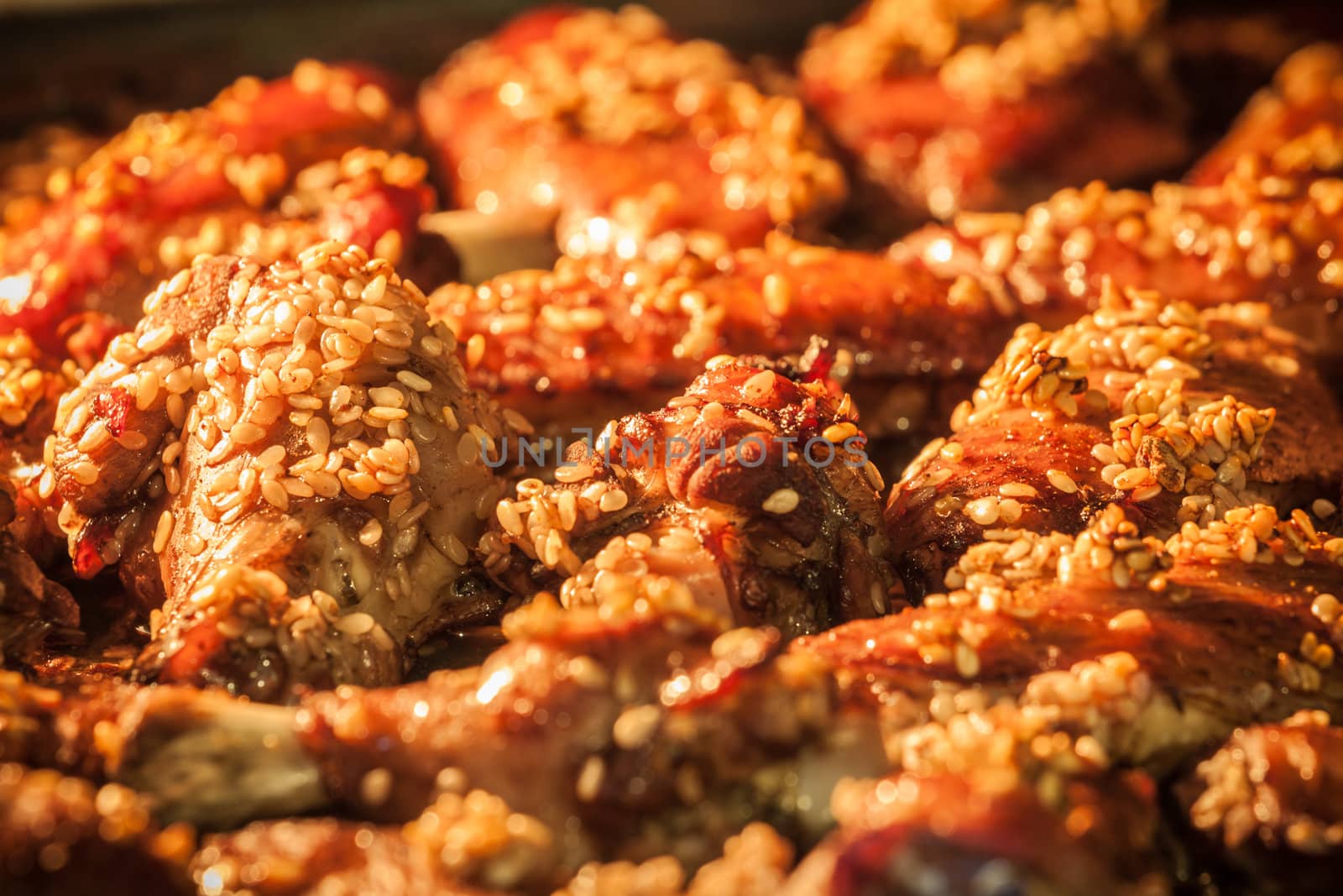 Roasted chicken wings with sesame seeds