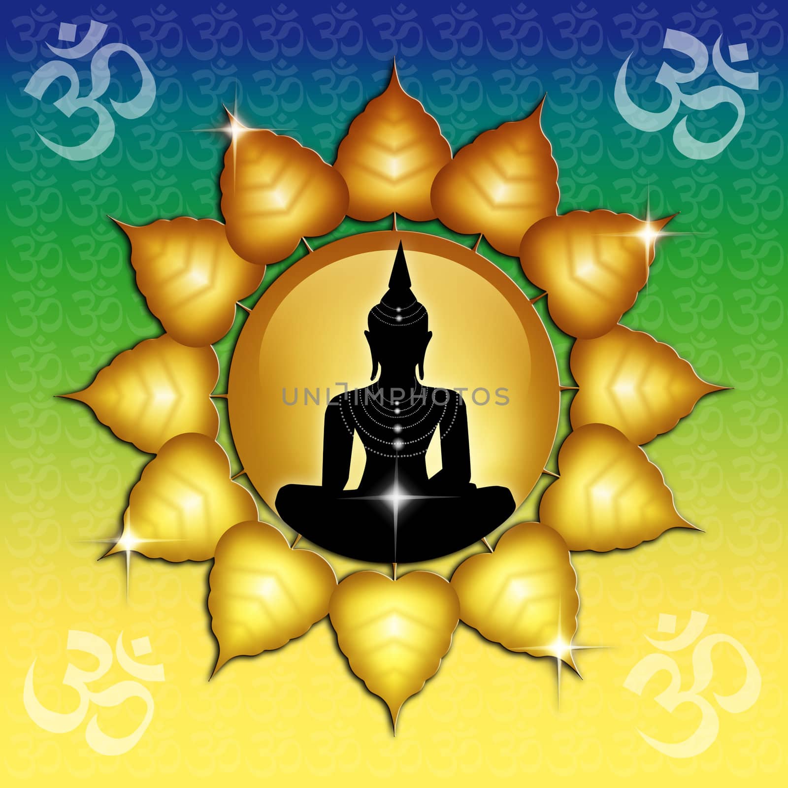 Om symbol and Buddha