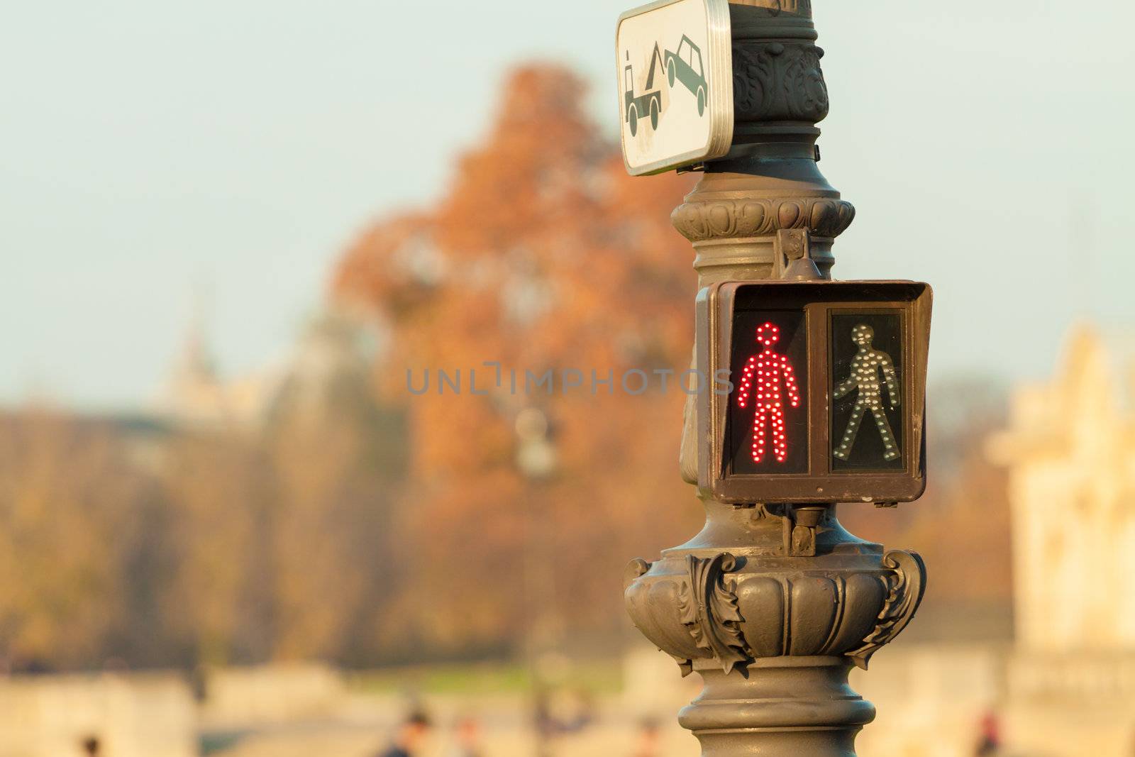 Red pedestrian traffic light in Paris by Lamarinx