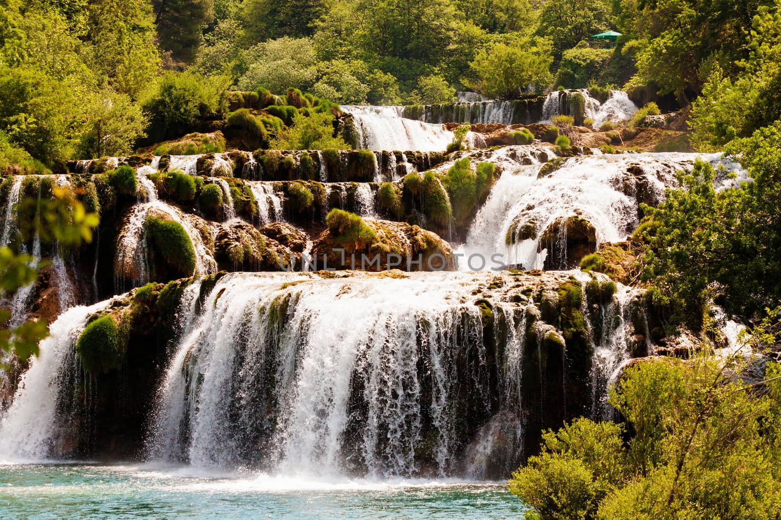 Cascade of waterfalls, Krka national park, Croatia by Lamarinx