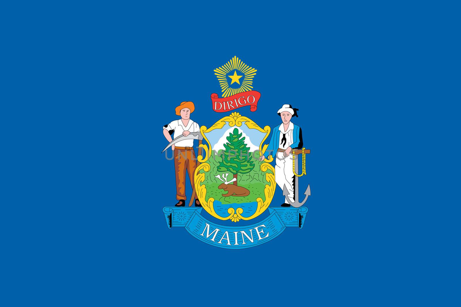 Flag of the American State of Maine by DragonEyeMedia