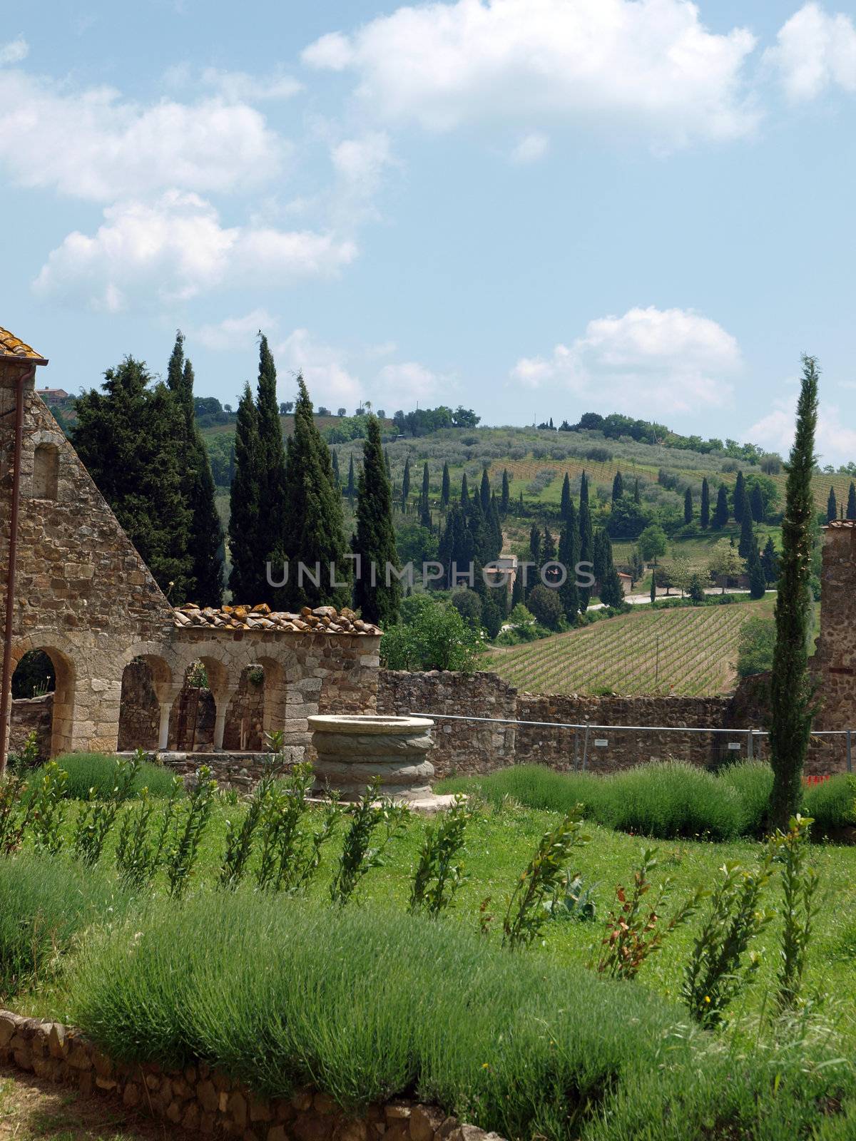 Sant Antimo Abbey near Montalcino in Tuscany, Italy