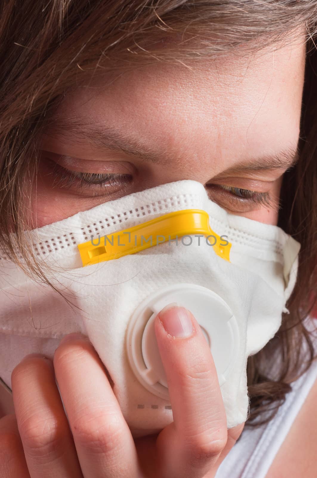 Girl wearing protective mask