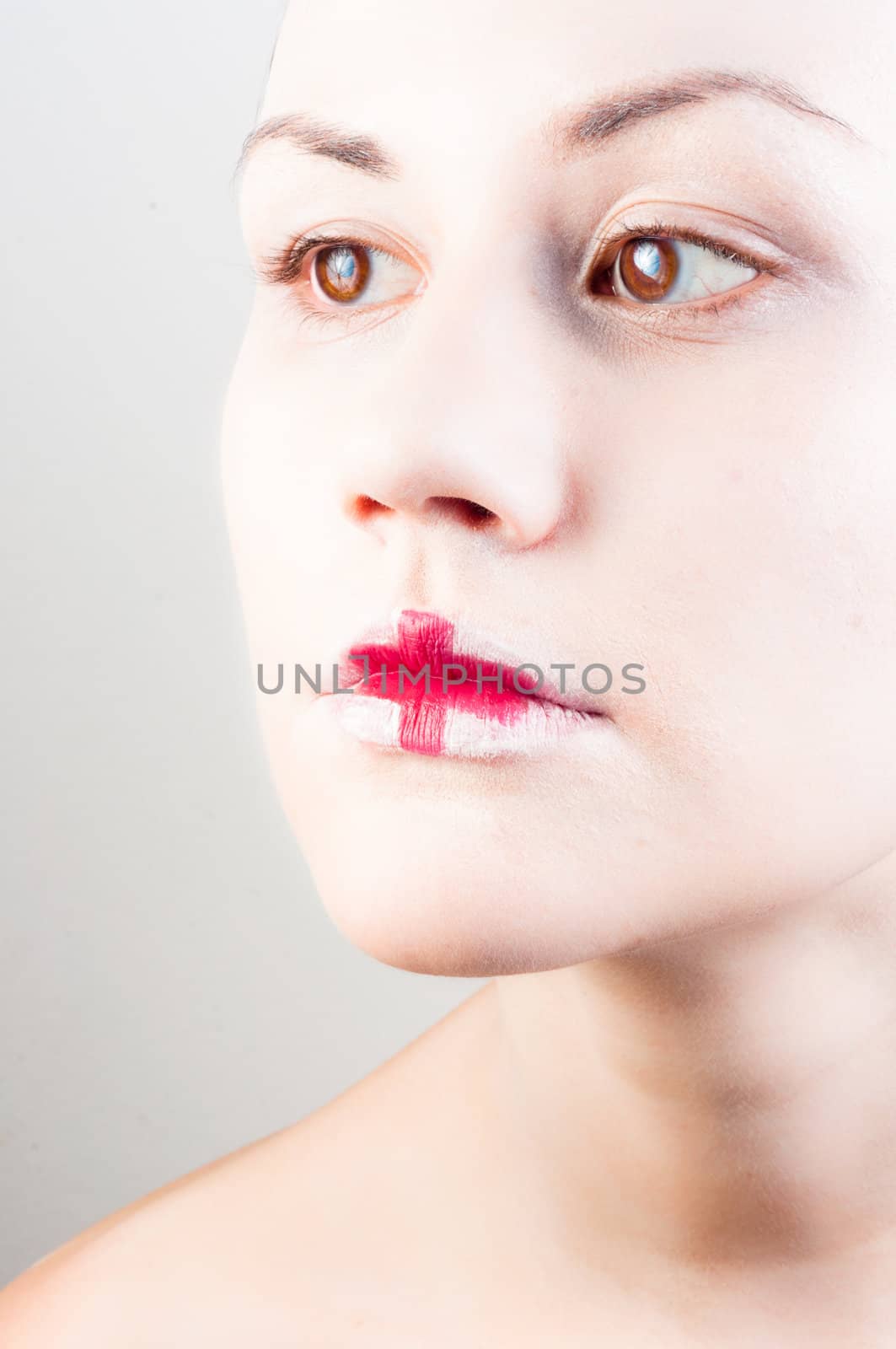 Conceptual makeup on a young girl with white skin by svedoliver
