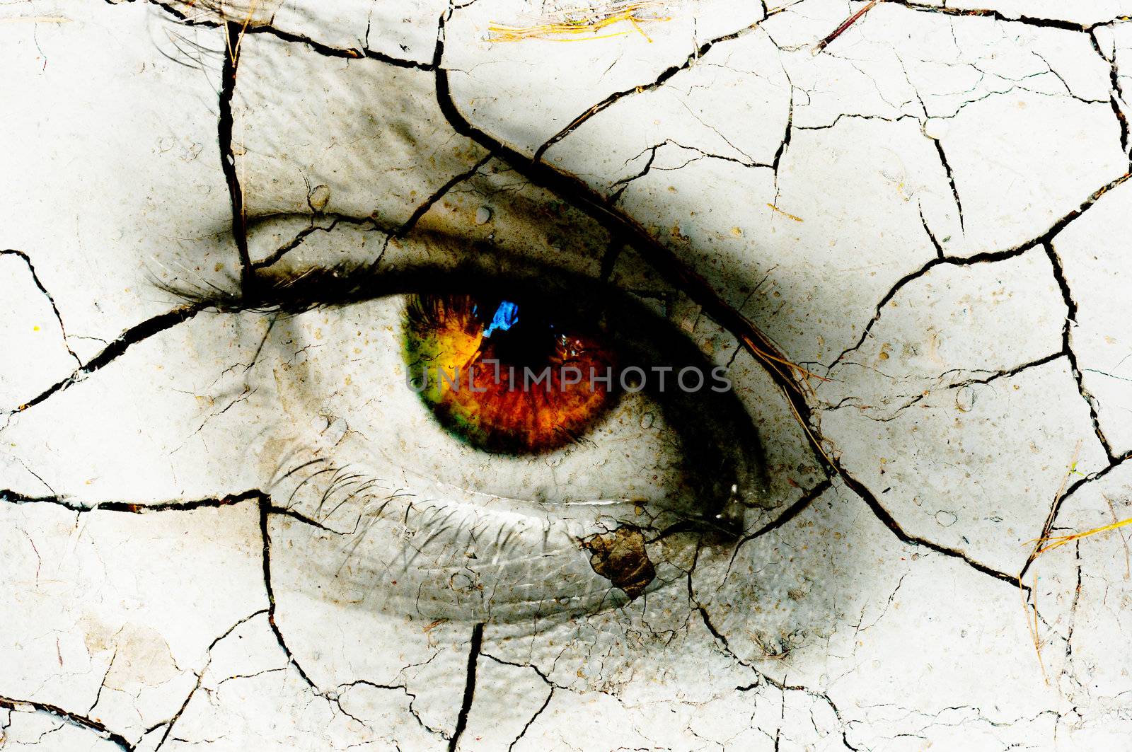 Dark art texture of a woman's eye with cracks by svedoliver