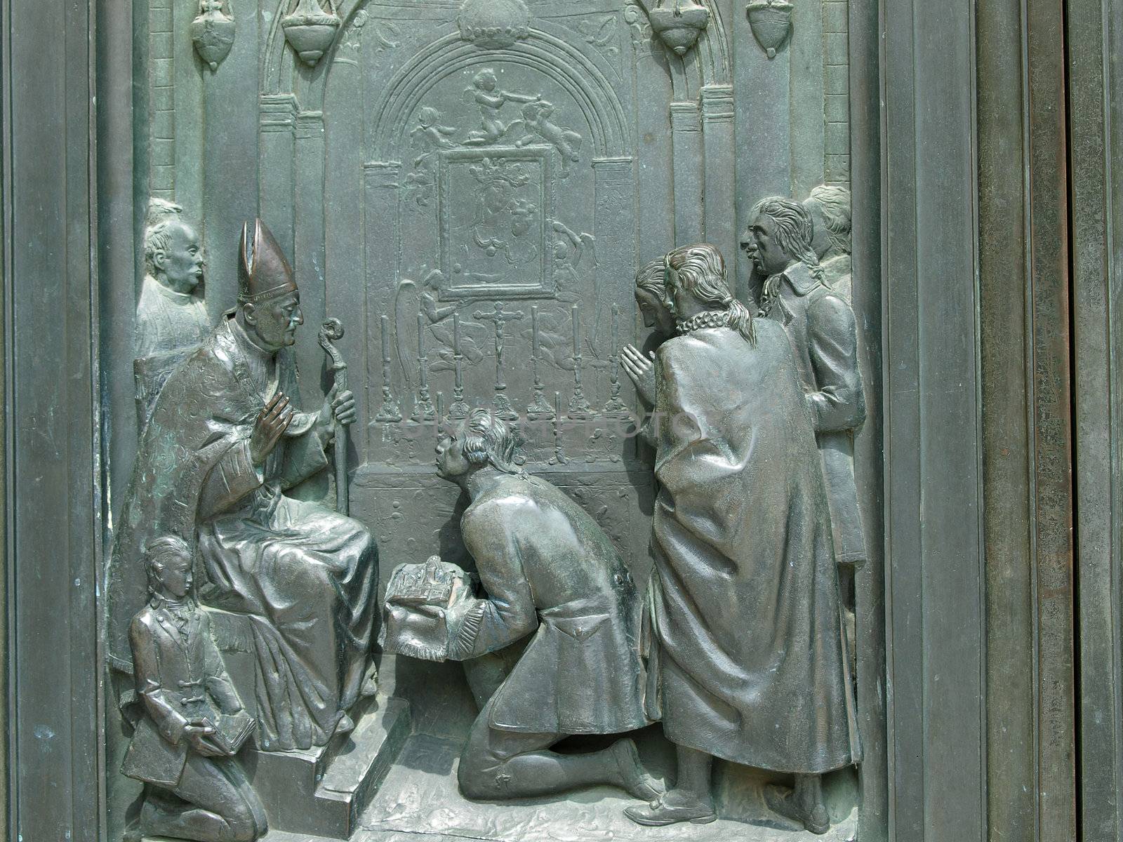 Siena - Duomo. Beautifully decorated bronze doors