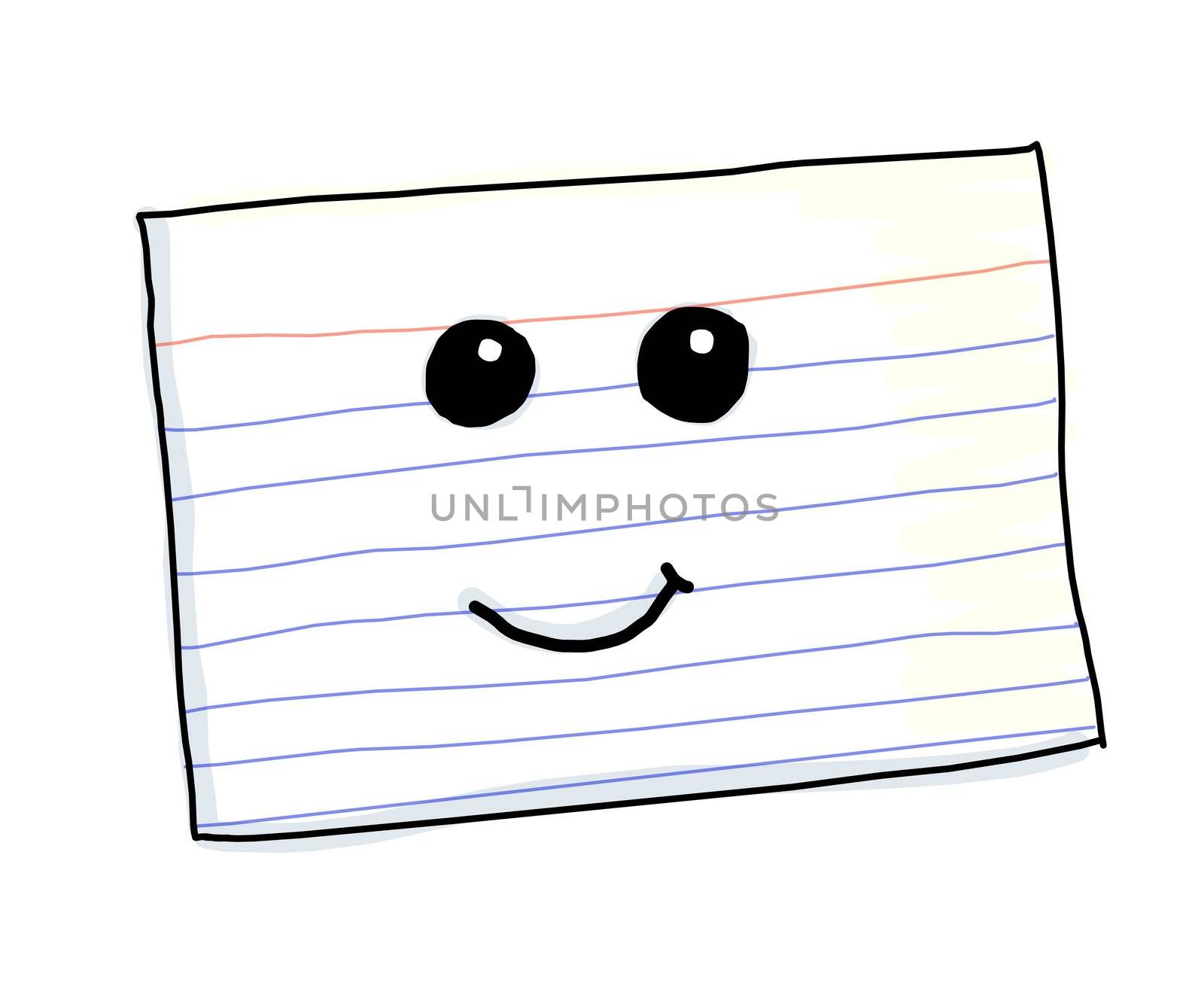 An illustration of a kawaii index card with a cute smirk.