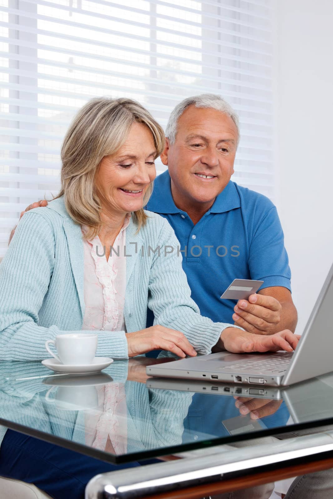 Senior couple making online purchases