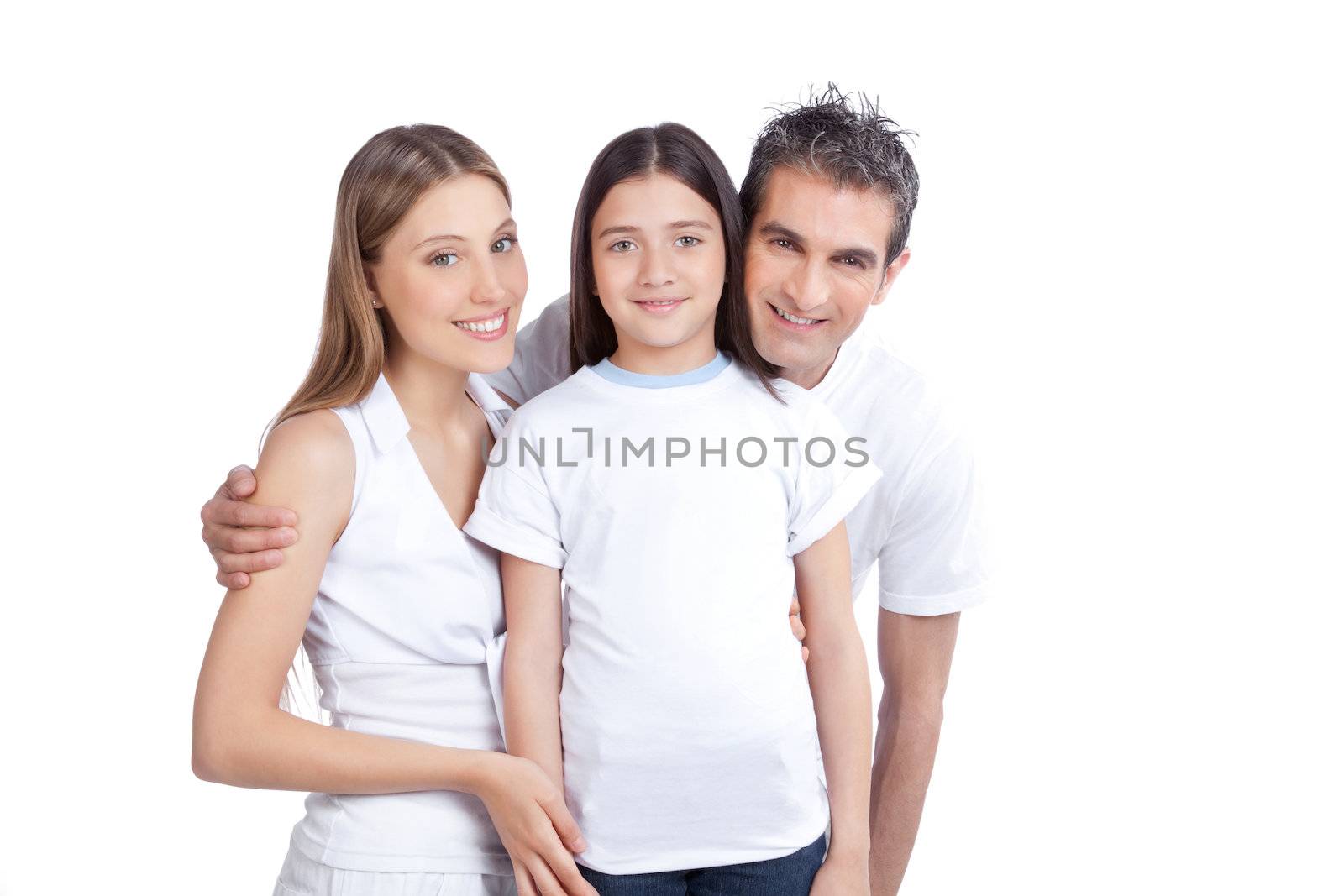 Happy Couple with Daughter by leaf