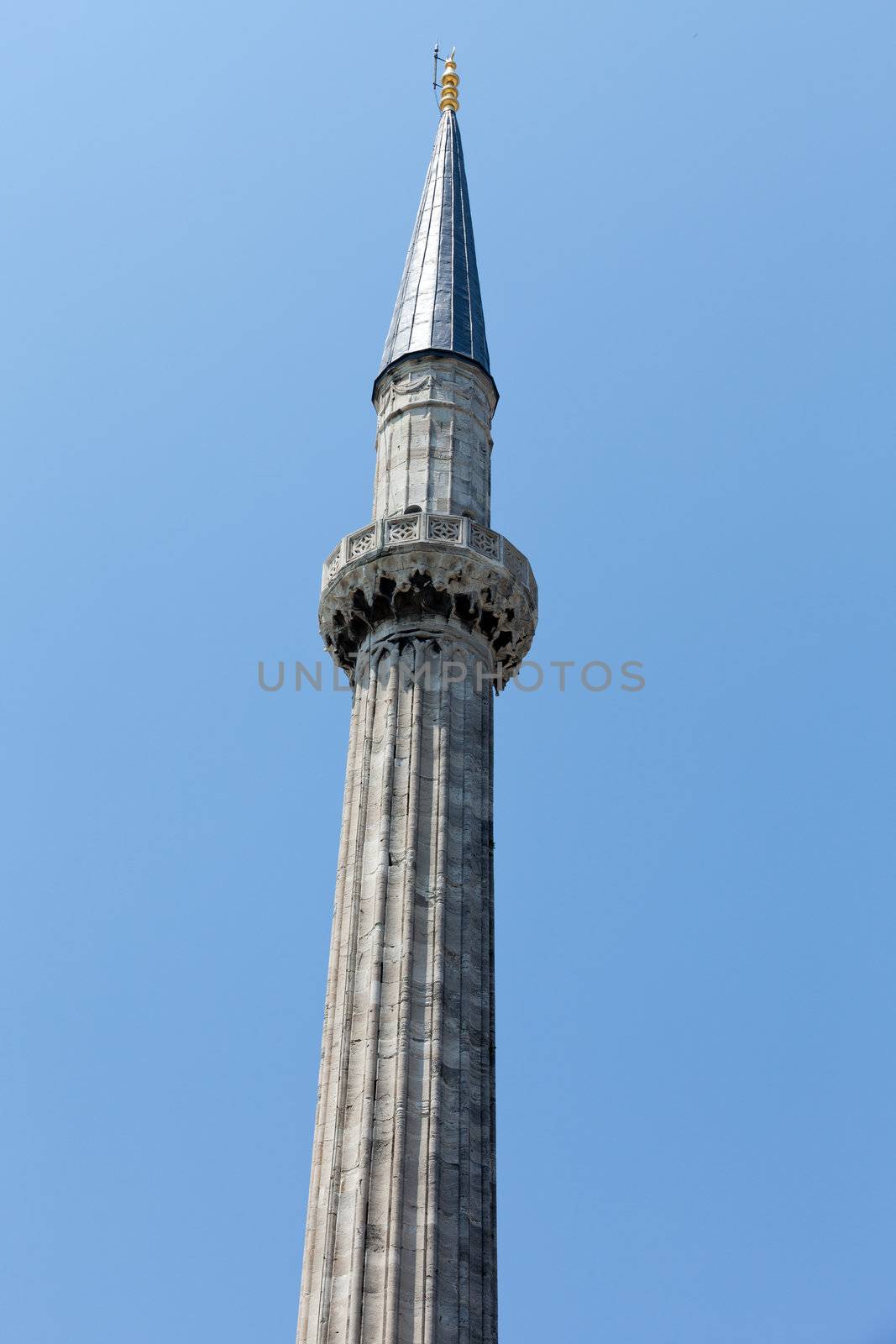 Istanbul - one of minarets Hagia Sophia. Turkey