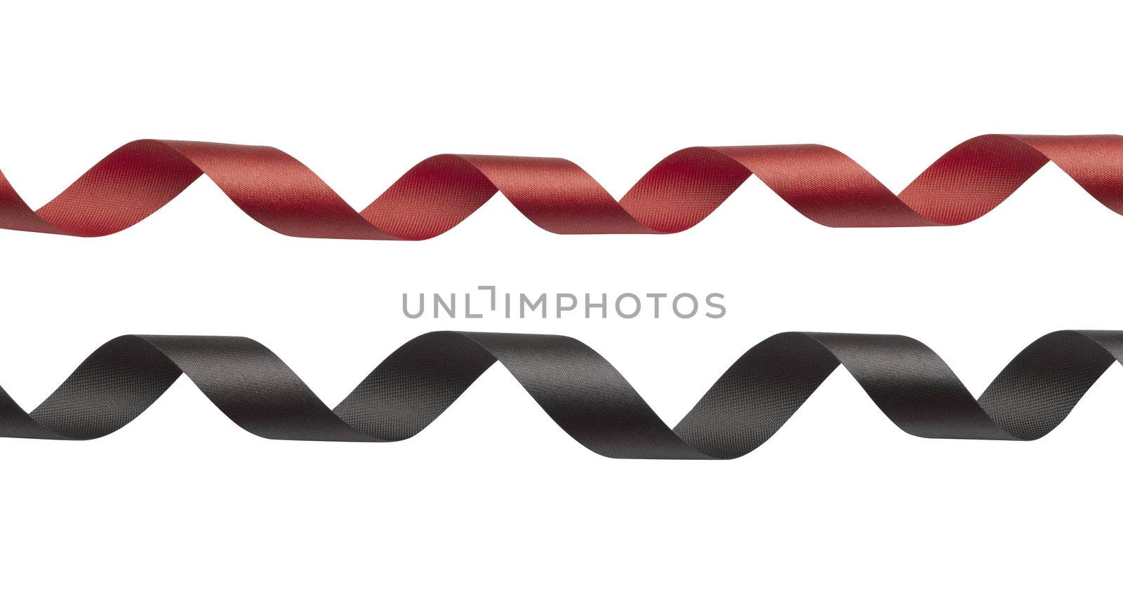 Red and black ribbon on white background by pbombaert