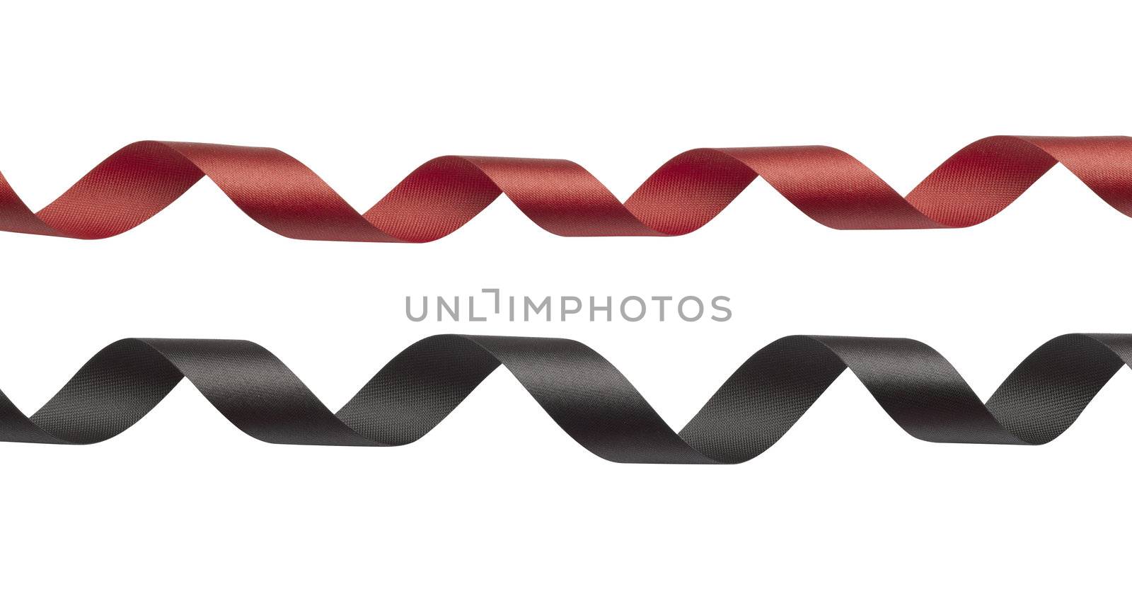 Red and black ribbon on white background