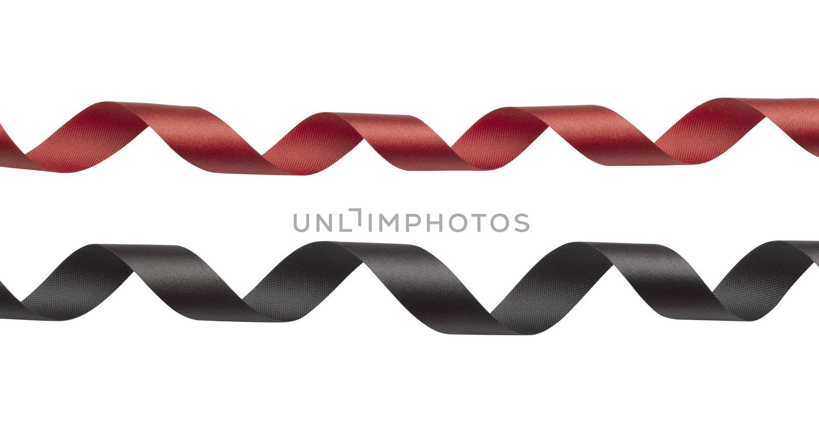 Red and black ribbon on white background