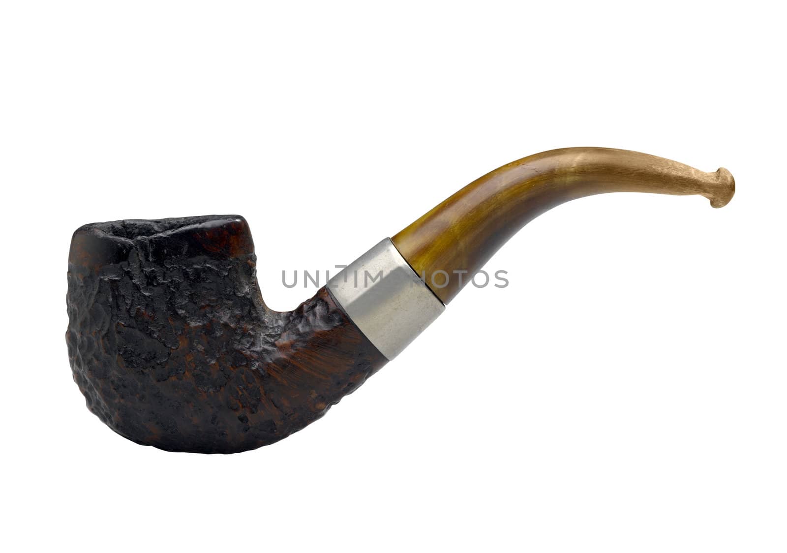 old tobacco pipe in magritte style on white