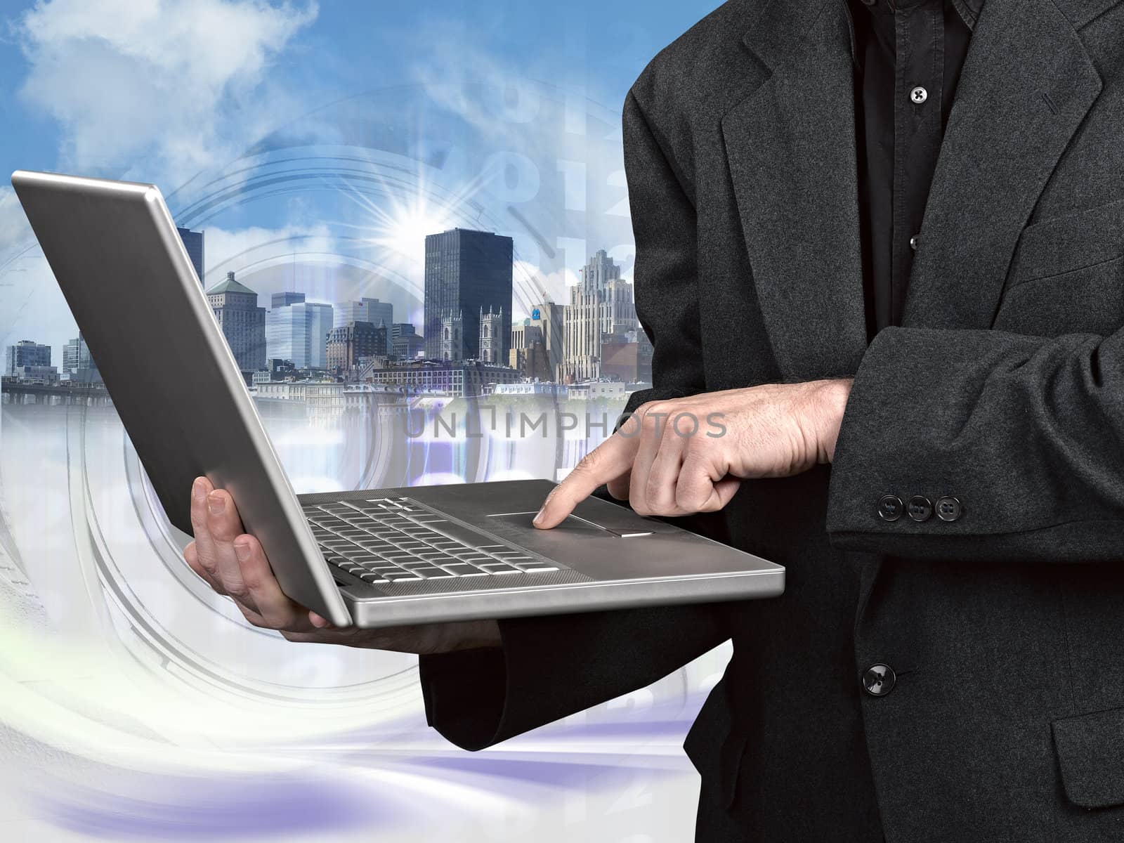 Modern Business World, A businessman looking at laptop  