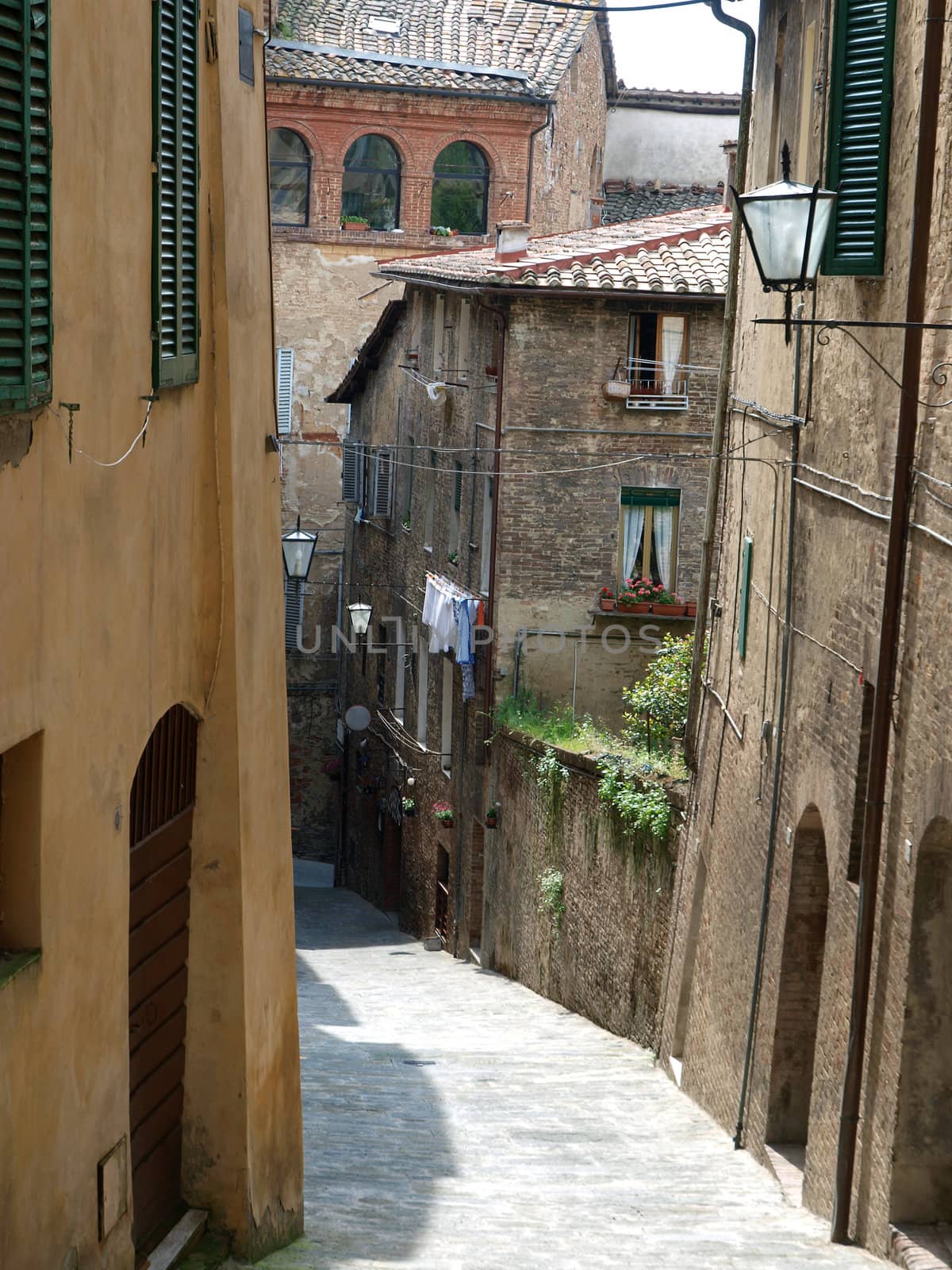 The picturesque streets of the historic center of Siena