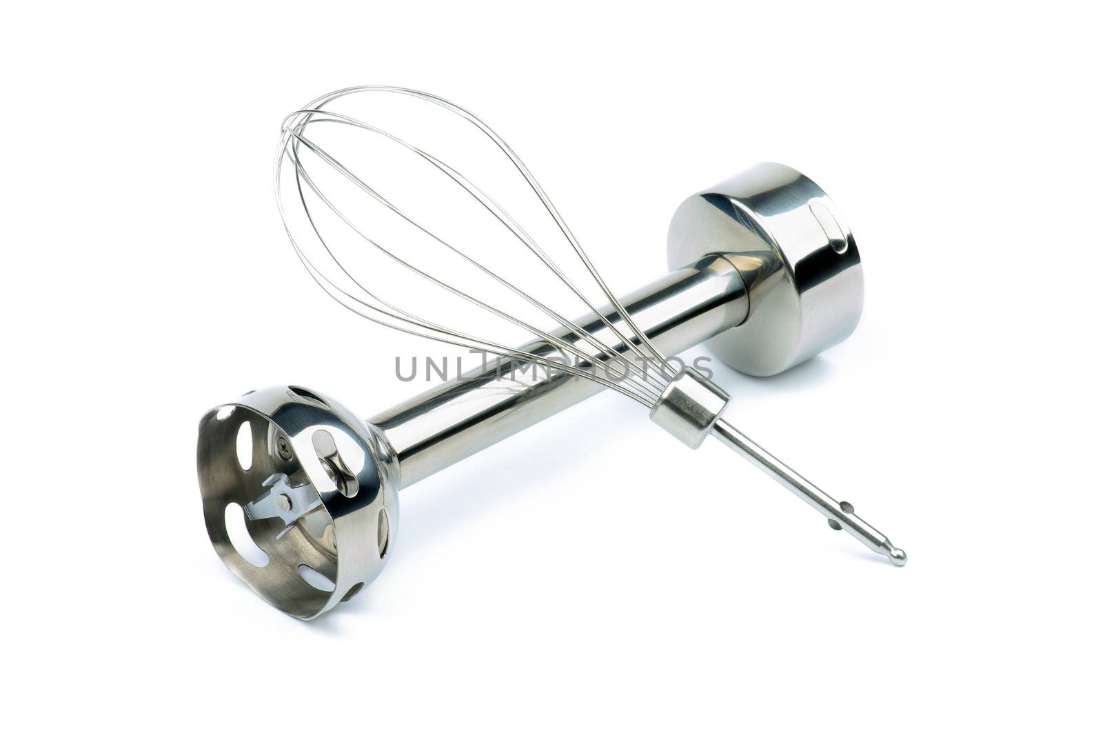 Cooking Utensils with Stainless Still Wire Whisk and Blender Masher isolated on white background