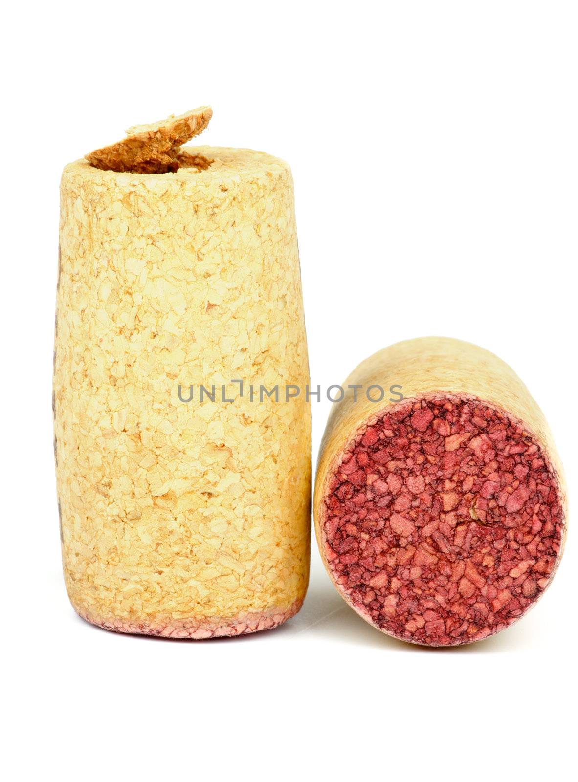 Two Old Wine Corks isolated on white background