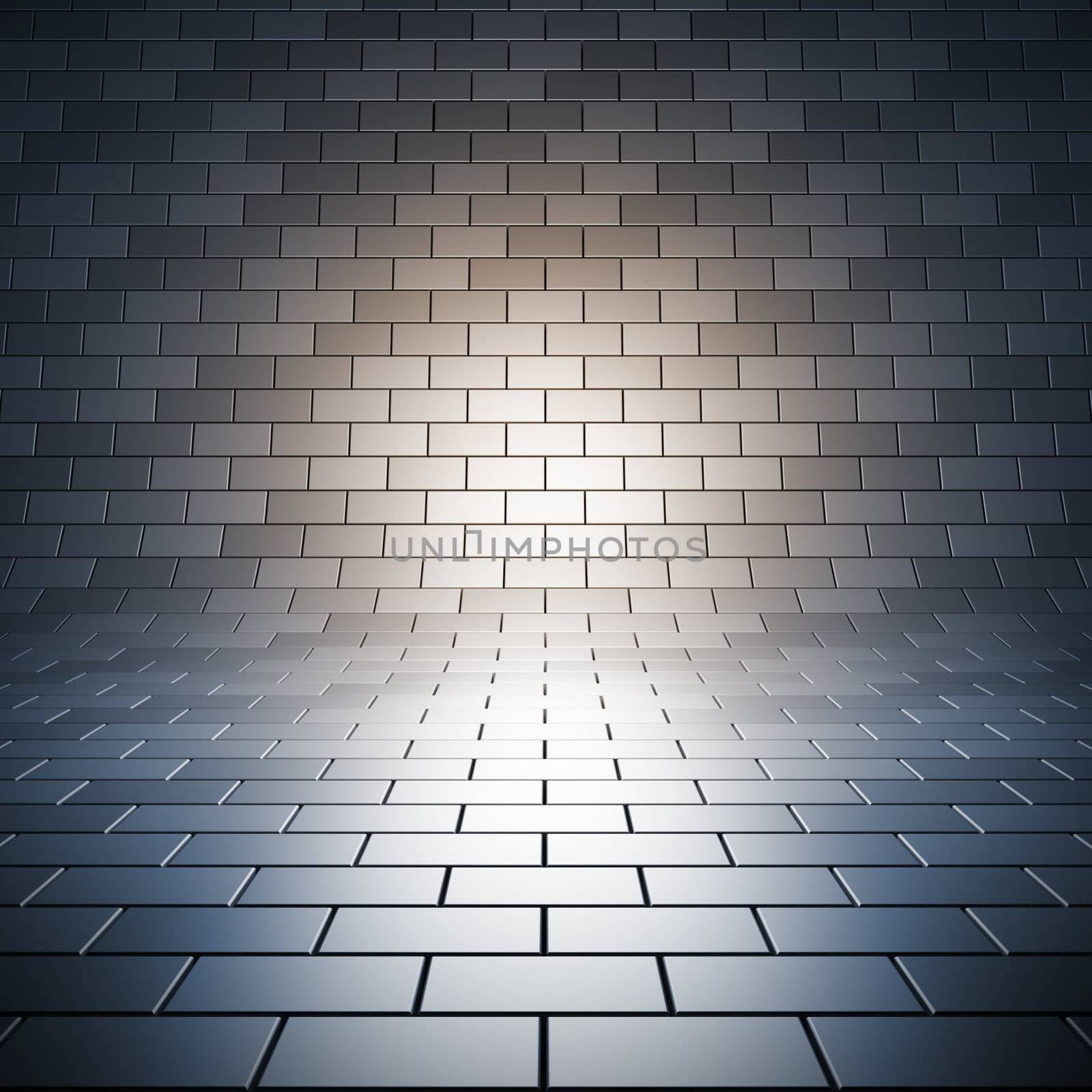 Paving empty surface. A 3d illustration blank template of empty tile place with light.